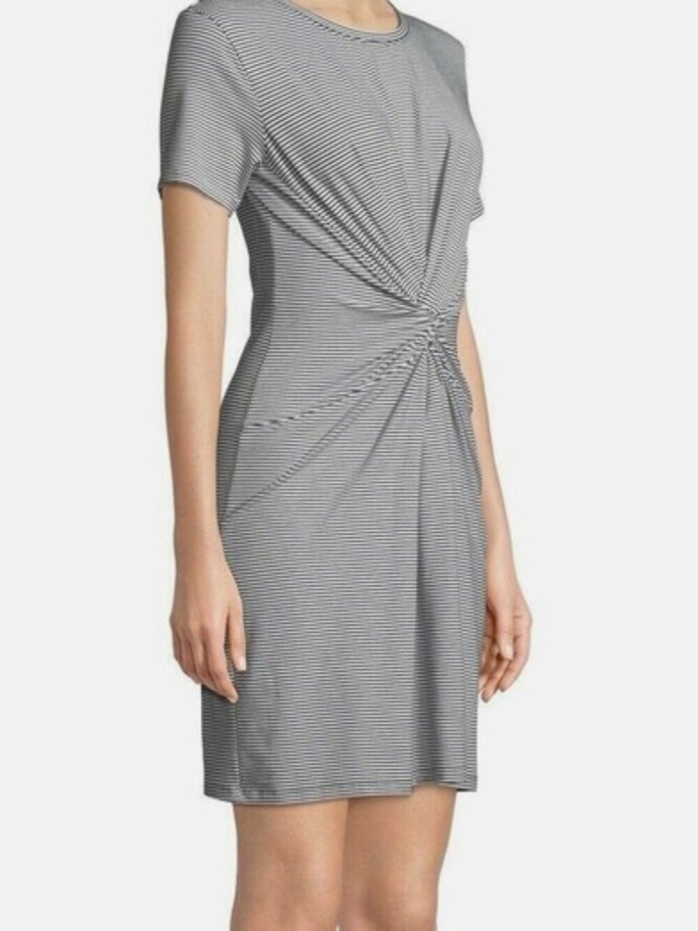 Theory Knot Tee Shirt Mini Dress Rubric Black & White Stripe size S